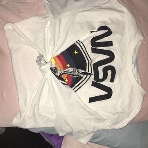white NASA cropped t-shirt